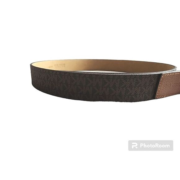 Michael kors brown leather logo belt main image 8